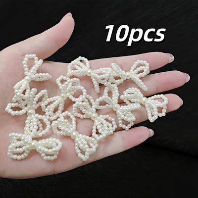 10 sztuk beżowych plastikowych perłowych kokardek - uniwersalna dekoracja do ciast, bukietów i akcesoriów DIY, idealna na imprezy i wesela