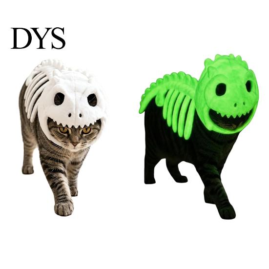 Funny Pet Party Outfit Dinosaur Skeleton Cat Costume, Glow-in-the-dark Outfit, Gift for Lovers Cute Plush Apparel Halloween, Cosplay Lightweight
