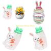 F26C Decorative Rabbit Chick Eggs Glass Clear Candy Jar With Lid For Easter Treats Cookie Chocolate And Dry Food Organization