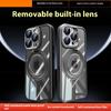 For iPhone 16 Pro Case Magnetic Rotating Kickstand PC+TPU Phone Cover with Detachable Camera Lens Film