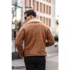 Men's Tan Color Napa Leather Cross Model Coat