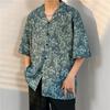 2026 Large Retro Cuban Collar Men's Ice Silk Short Sleeve Shirt