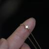 Sterling Thin Chain Bracelet With 14K Gold Plated CZ Stone Geometric Rhombus Design Daily Wear Layering