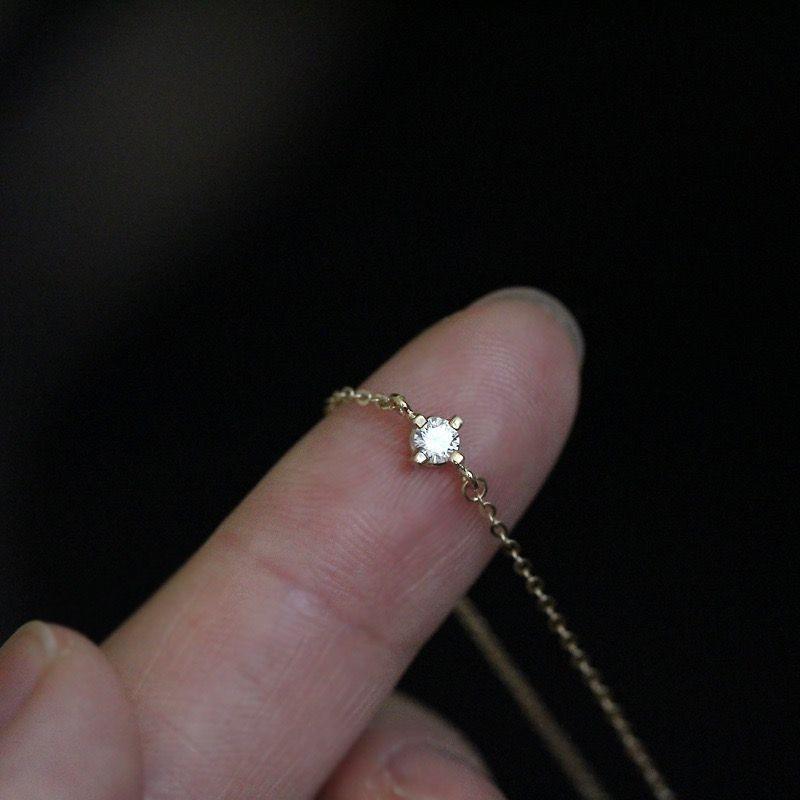 Sterling Thin Chain Bracelet With 14K Gold Plated CZ Stone Geometric Rhombus Design Daily Wear Layering