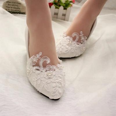 Damen Pumps PU Spitze 3 5 8 CM Dünne Absätze Hohe Qualität Flach Hochzeit Hohe Absätze Weiß Brautkleid Brautjungfer Schuh Damen Schuh