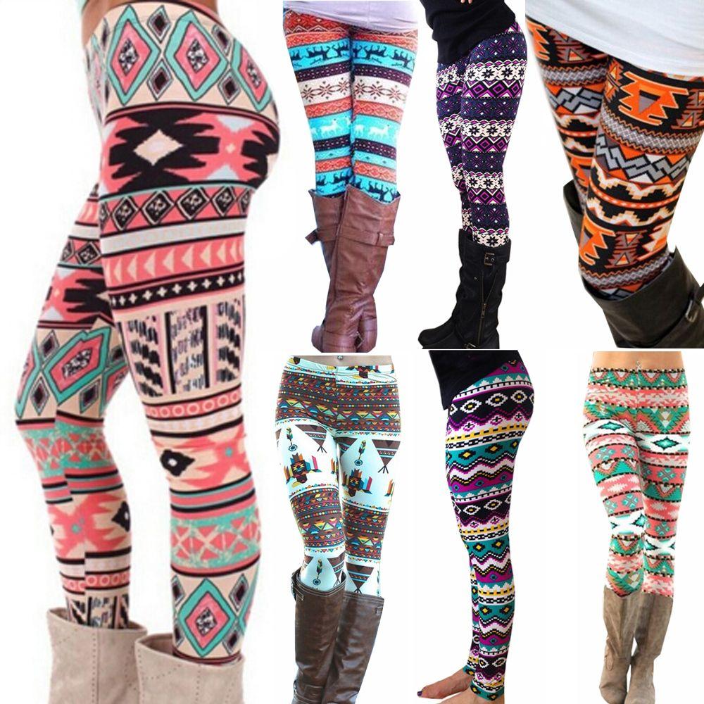 Winter Warm Women Knitted Tights Pants Skinny Slim Trousers Xmas Snowflake Reindeer Pencil Leggings