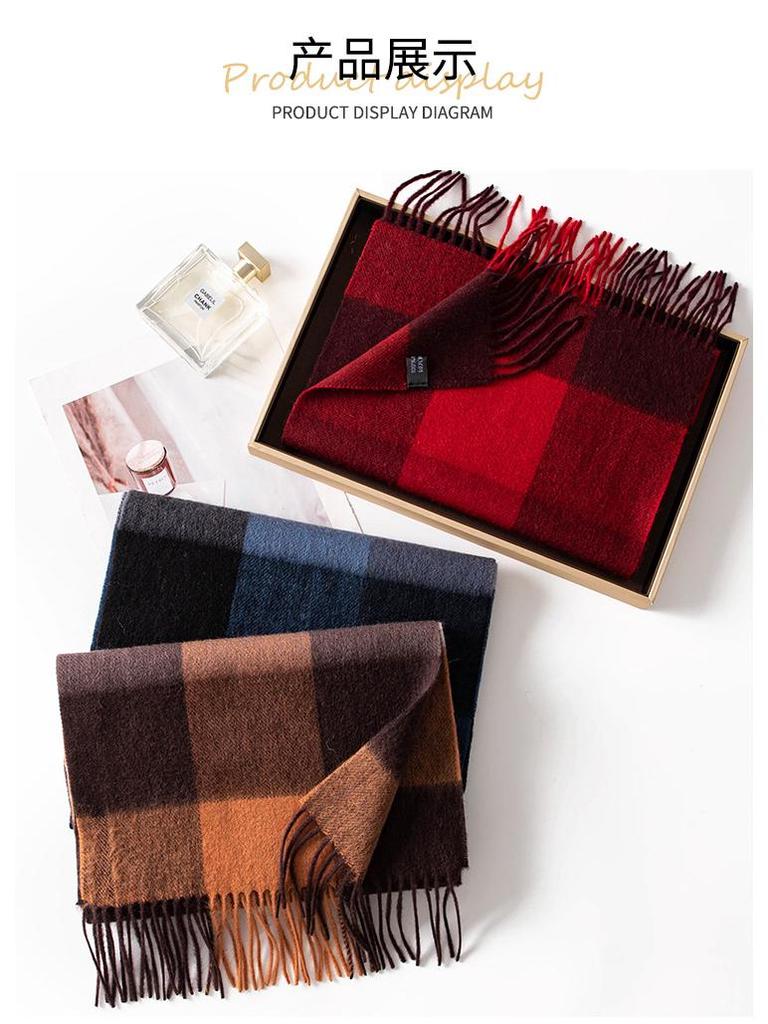 Elegant Korean-Style Plaid Wool Scarf with Tassels – Women's Autumn/Winter Neck Warmer Gift