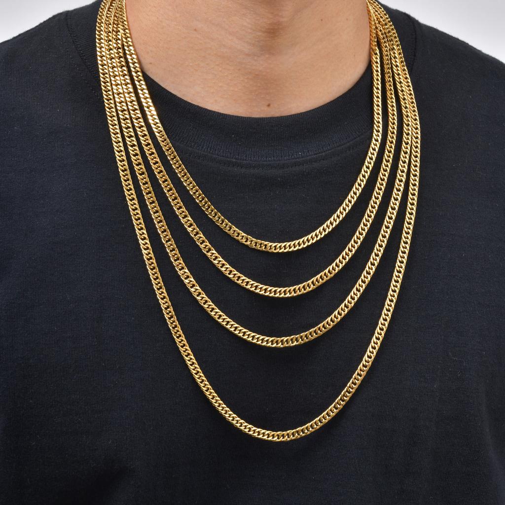 Vintage Chain Necklace for Men Boys,3/5/7mm Stainless Steel Miami Curb Cuban Link Collars,Rock Punk Jewelry Gifts
