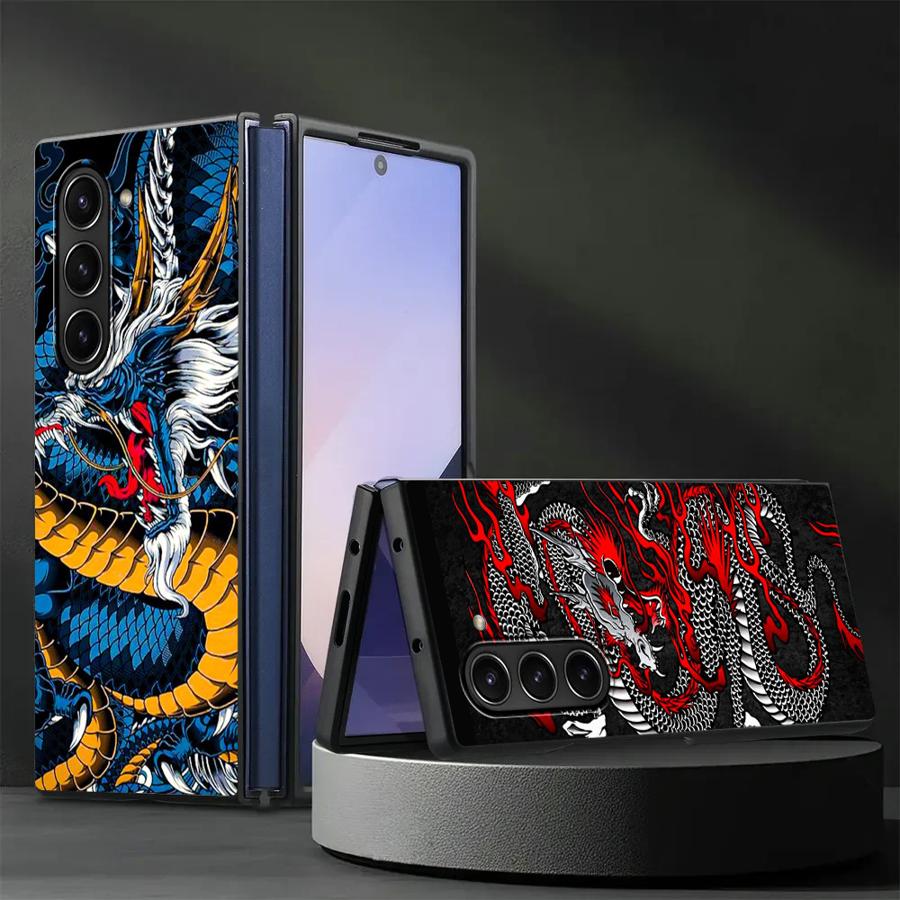 Dragon Pattern Case for Samsung Galaxy ZFold3 Z Fold 7 6 5 4 3 ZFold7 ZFold4 ZFold6 ZFold5 Back Phone Cover