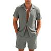 Men S Casual Breathable Mesh Drawstring Shorts Set Short Sleeve Top