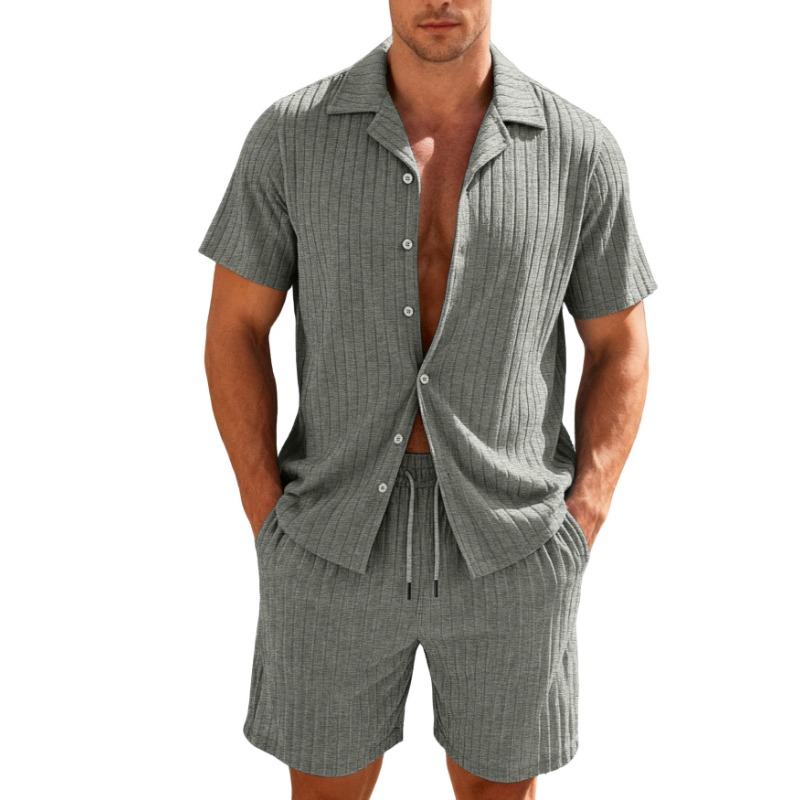 Men S Casual Breathable Mesh Drawstring Shorts Set Short Sleeve Top