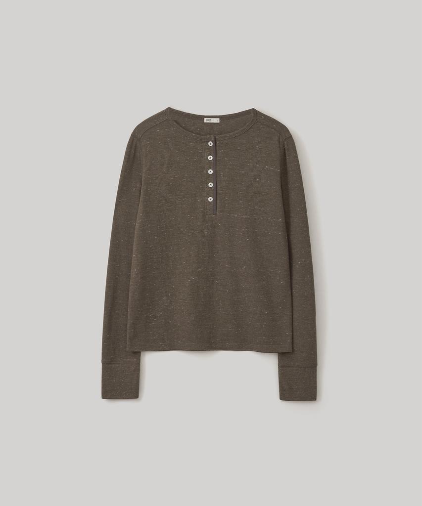 ANOTHER OFFICE WOMEN W. Waffle Henley Shirt (Mild Brown)