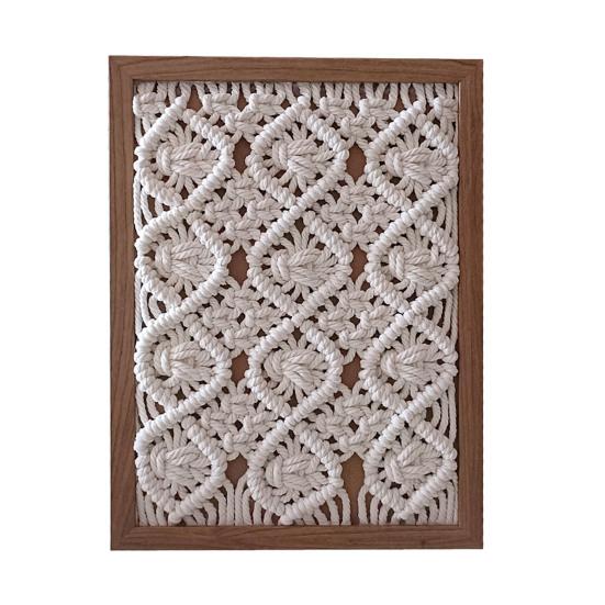 Handmade Woven Tapestry Frame Framed Boho Cotton Wall Art Wooden Rope Wall Hanging