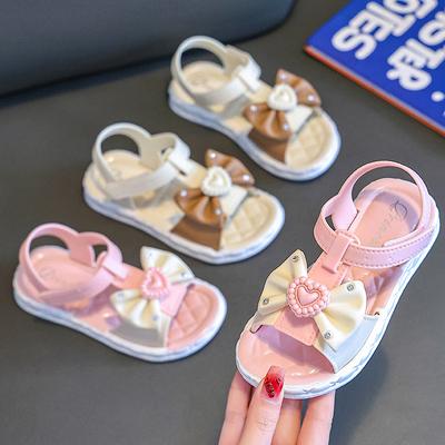 2026New Summer Girls' Shoes Princess Sandals for Little Girls, Medium and Large Children, Baby Girls' Soft Sole Beach Shoes