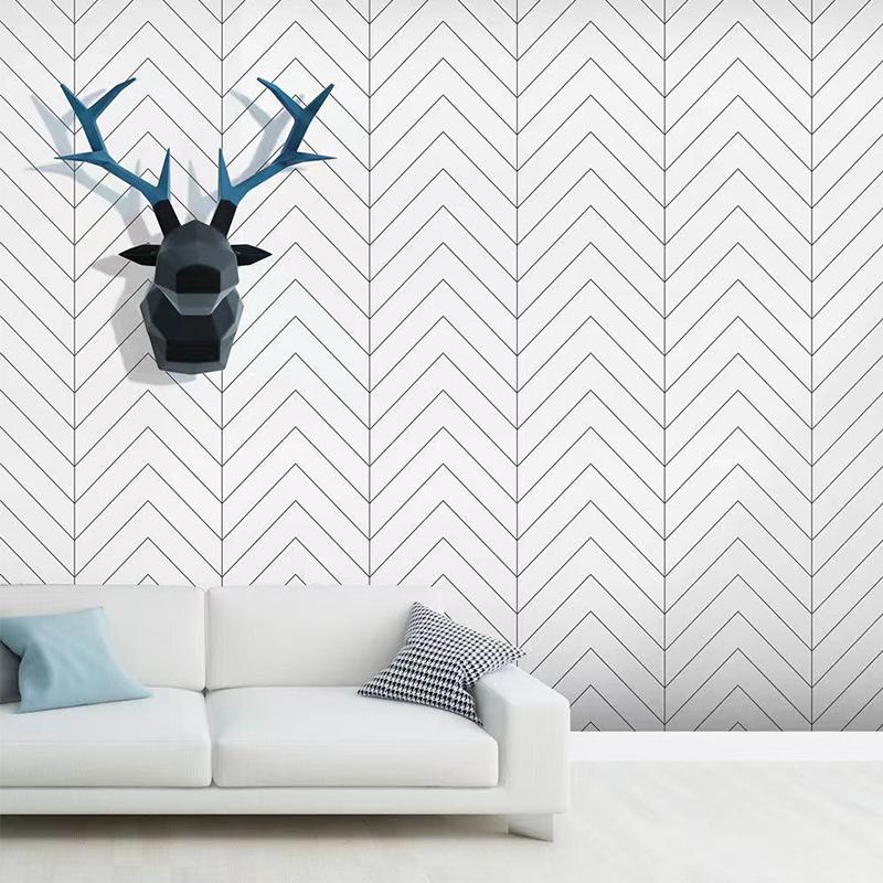Black and white geometric line pattern contact paper self-adhesive peeling wallpaper for bedroom home decoration renovation