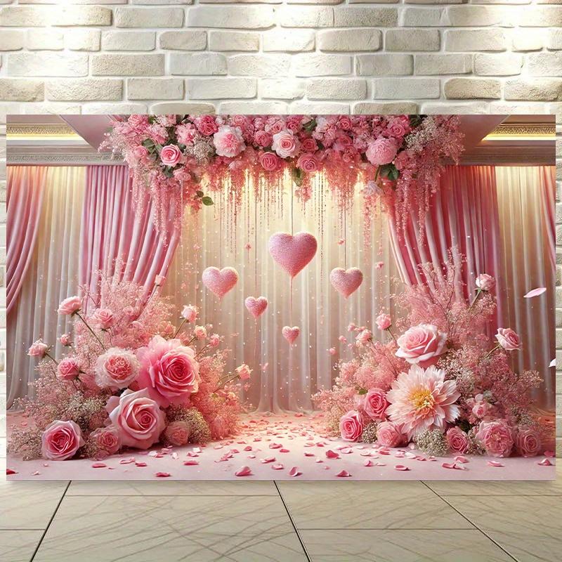1 Piece, Pink Romantic Wedding Scene Decoration, Background Cloth for Living Room, Bedroom, Office and Outdoor Decoration