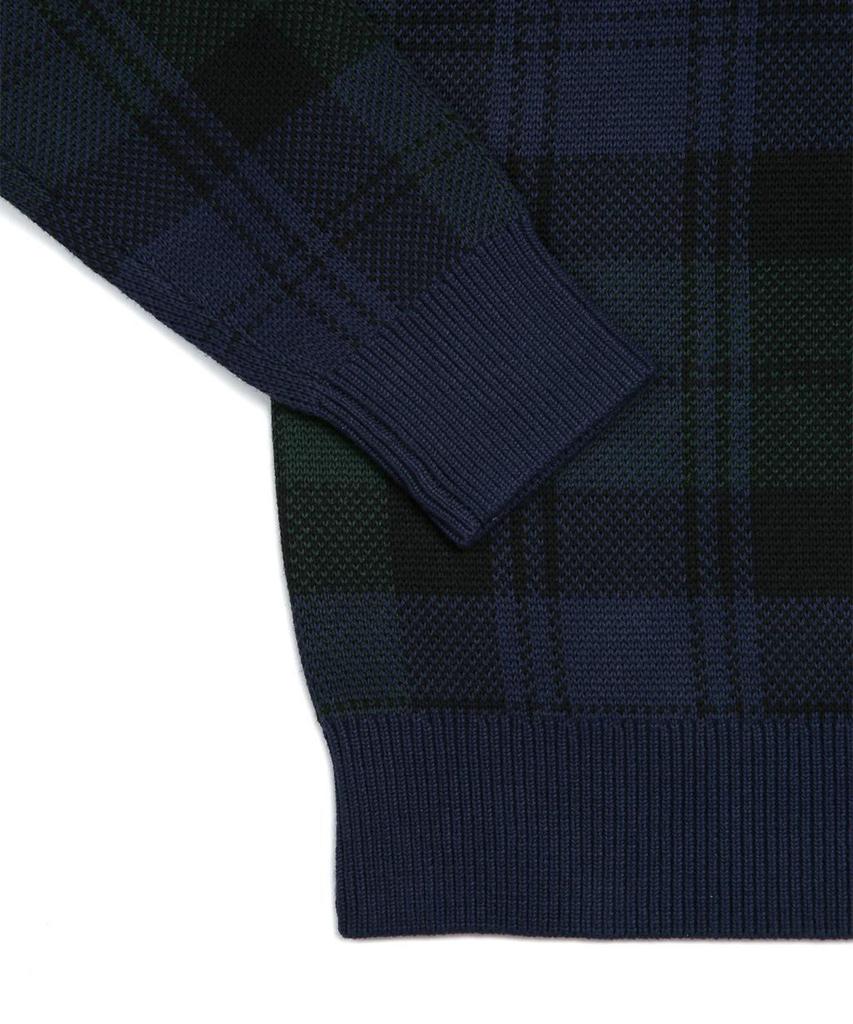 BROOKS BROTHERS Cotton Black Watch Crewneck Sweater (Dark Blue) (Bbwrmm09387Df)