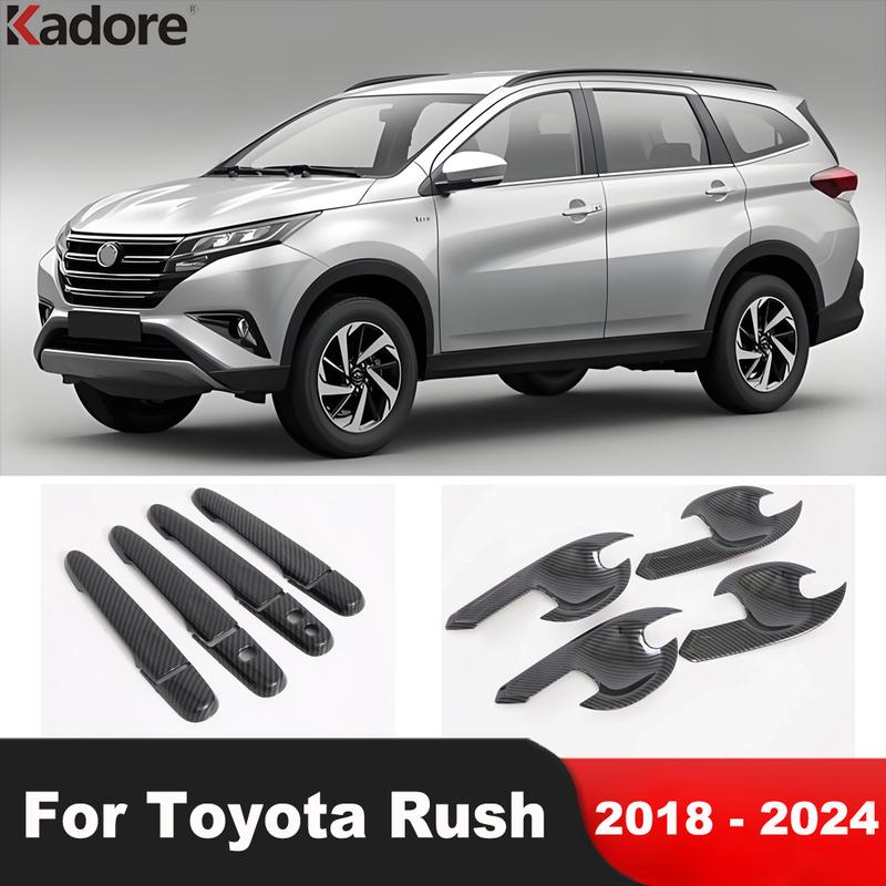 For Toyota Rush 2018- 2024 Carbon Fiber Car Door Handle Cover Trim Side Door Handles Bowl Frame Accessories