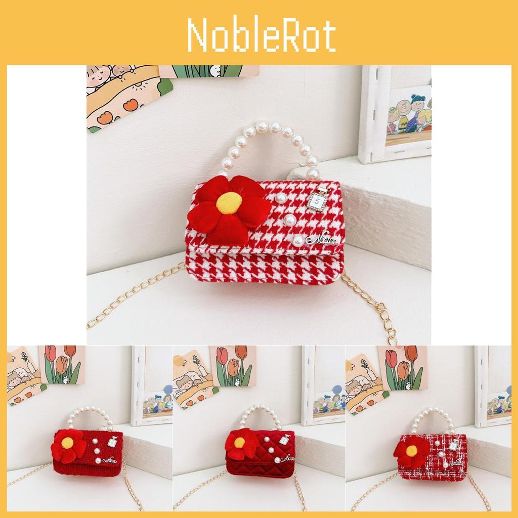 Kids Crossbody Eyecatching Bag Bright Red Pearl Princess Bag With Durable Features Antitheft