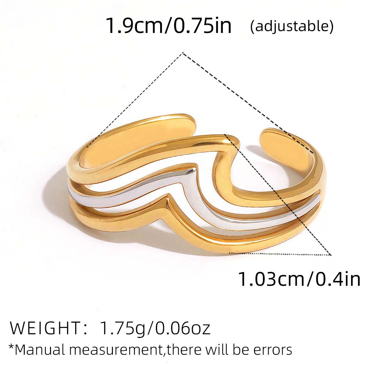 

Minimalist Line Rings 18K Gold Color Plated Stainless Steel Stackable Hollow Ring Women s Zircon Adjustable Ring Party Gift resizable