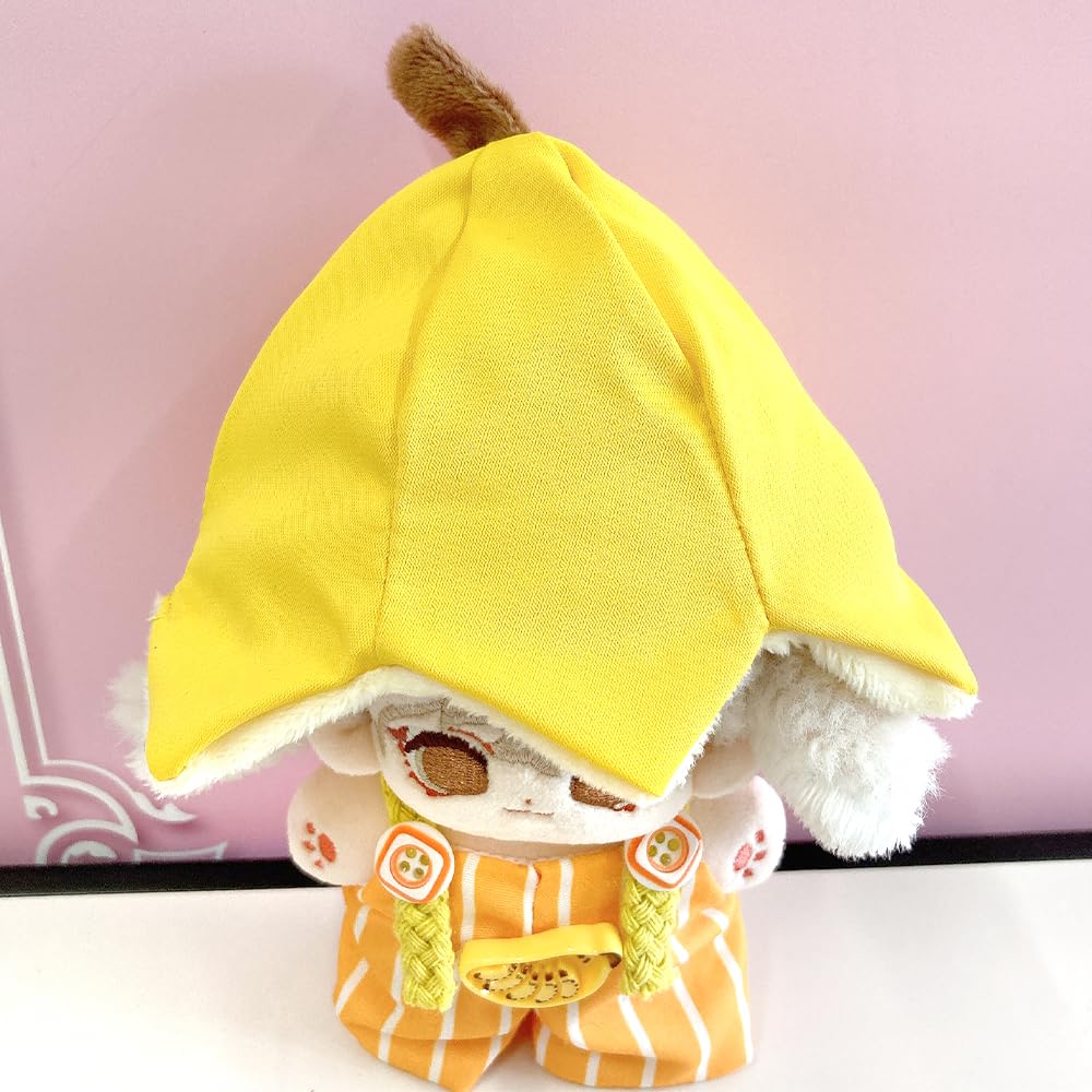 Banana-shaped hat and overalls set for 10cm plush toy, kigurumi accessories, otaku activities, doll mascot, kpopdoll costume [Used]