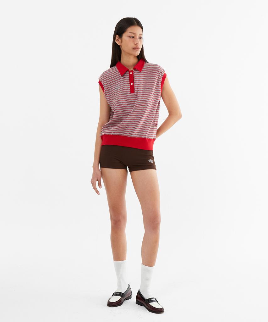 Minasu Color Combination Stripe Sleeveless_Red