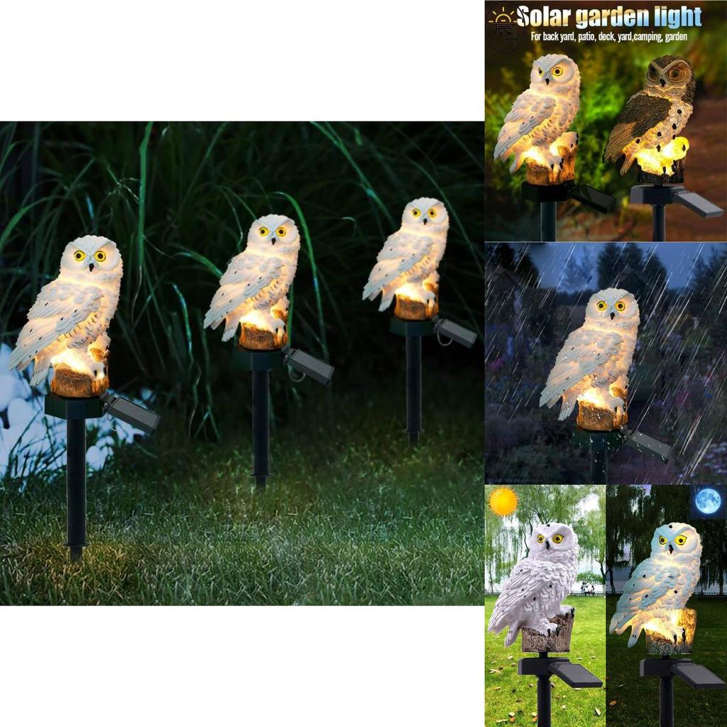 Solar Resin Owl Light With Motion Sensor For Garden And Pathway Illumination