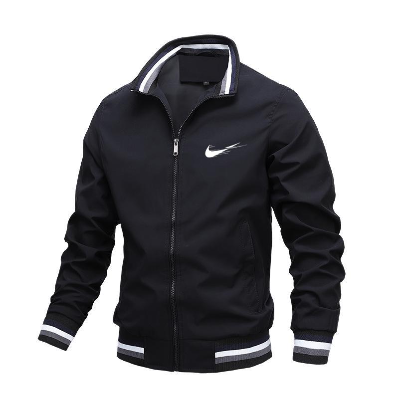 Black Plus-size Men's Zippered Jacket Seasonal High-quality Business Leisure Outdoor Sports Jacket Golf Jacket