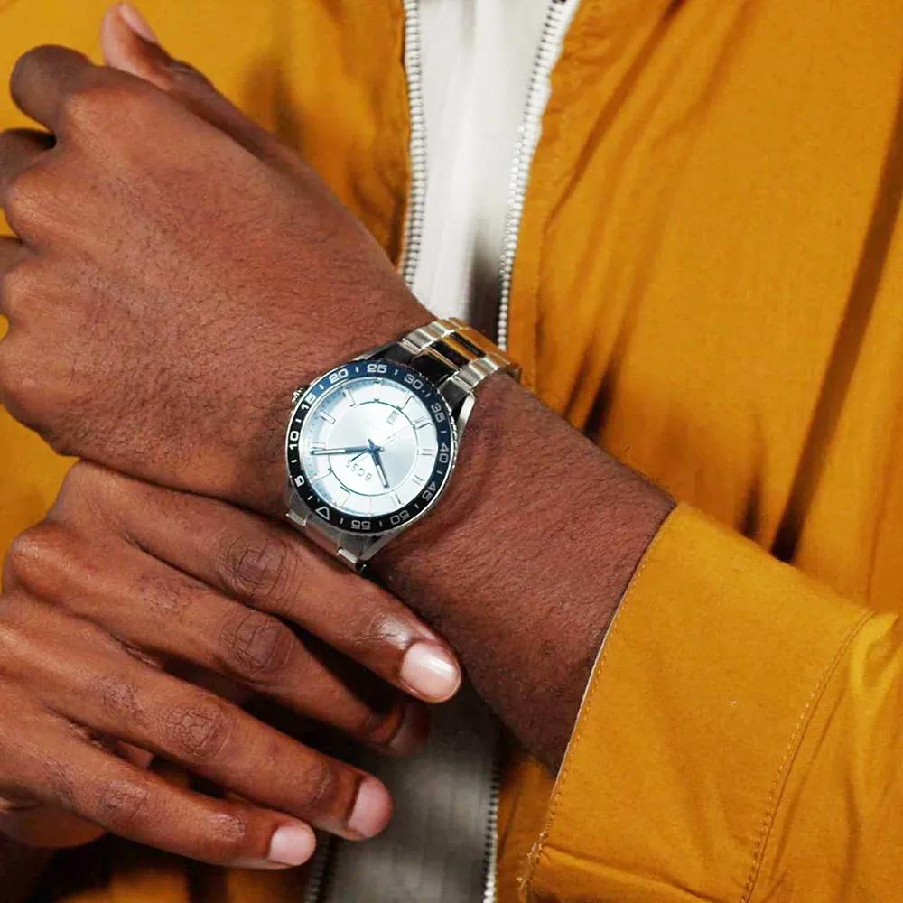 BOSS Relógio Masculino Runner Aço Inoxidável Azul Claro Prata Quartzo 1514207