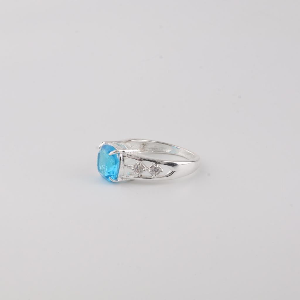 Swiss Blue Topaz Gemstone 925 Sterling Silver Jewelry Zircon Ring For Her CZR-15-8