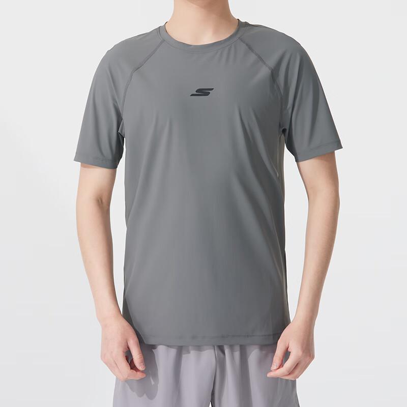 Skechers Fashion Sports Series Comfortable Breathable Casual Running Training Short Sleeve T-Shirt Unisex Tops Gray P224U046-05CQ