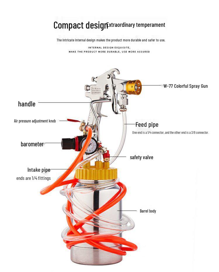 2L 6-Hole Spray Gun Pressure Pot for Latex Paint - Professional Sprayer Tool