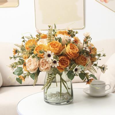 Artificial Flowers Bouquets Fake Daisies Peonies Bunch Faux Flower Table Centerpieces for Home Floral Arrangement Wedding Hotel Decoration