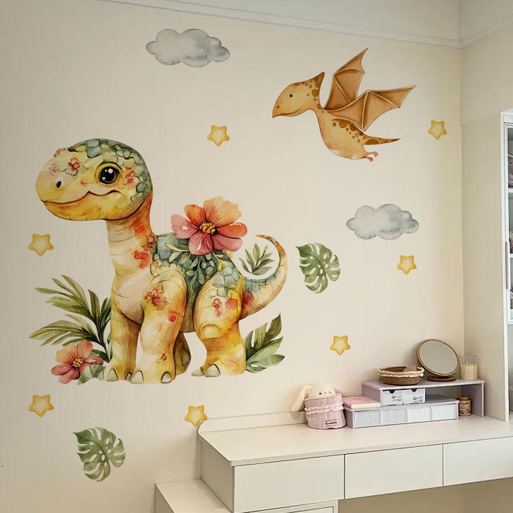 Tree Cartoon Animal Dinosaur Butterfly Wall Stickers, Living Room Bedroom Kids Room Decor, Self-Adhesive Wall Art