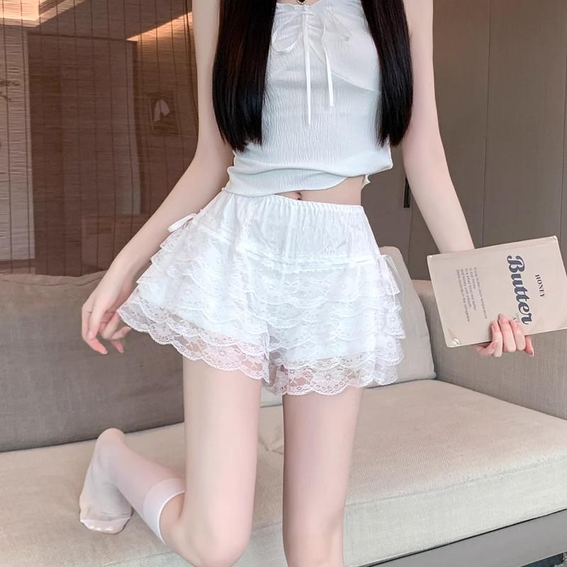 Women's Breathable Five-Layer Lace Puffy Mini Skirt Leggings - Anti-Exposure Summer Pumpkin Pants