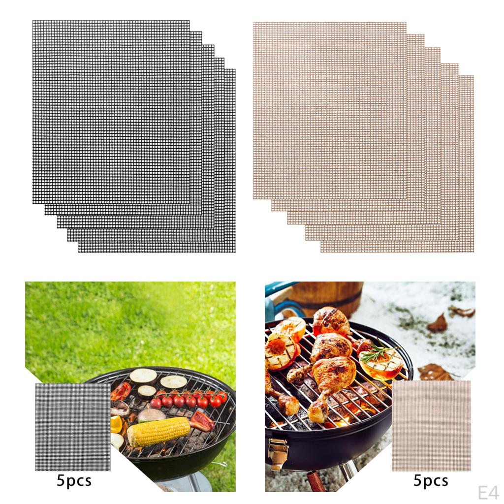 5pcs BBQ Grilling Mesh Mat Replacement PTFE Coated Non-Stick Cooking Fish Sheet Outdoor Activities