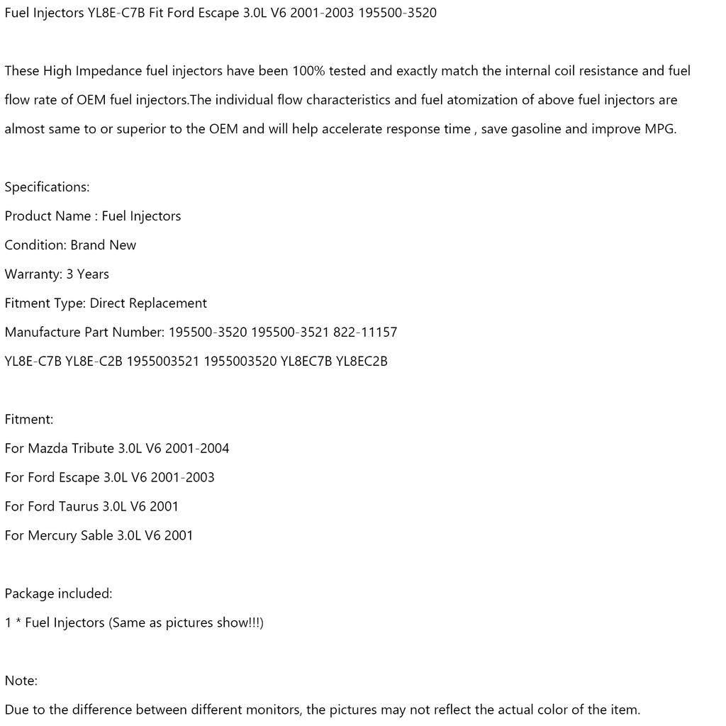 1pcs Fuel Injectors YL8E-C7B Fit Ford Escape 3.0L V6 2001-2003 195500-3520