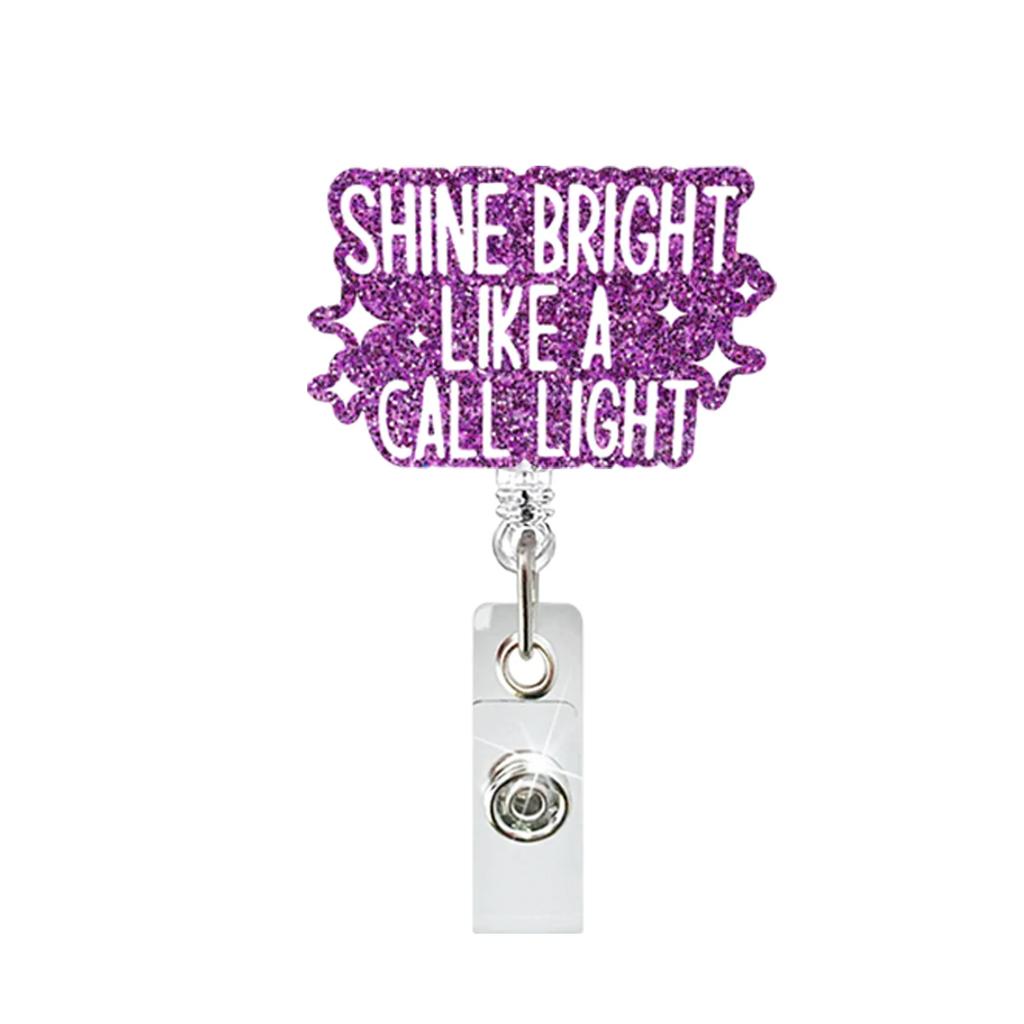 New Glitter Acrylic Nurse Badge Reel Retractable Id Badge Holder With 360 Rotating Alligator Clip Name Holder Medicine Supplies