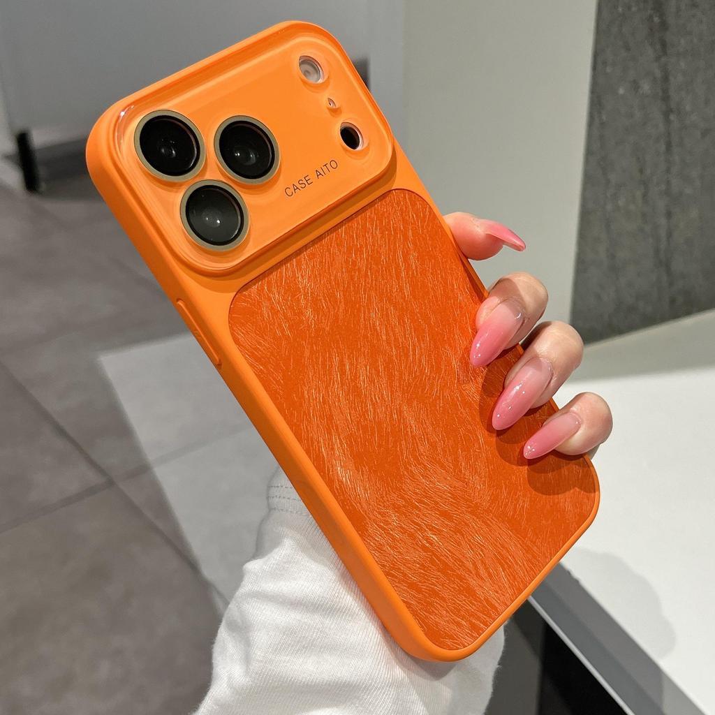 Handyhülle aus Chiffon mit Struktur für iPhone 14/15/16/17 Pro Max mit großem Sichtfenster
