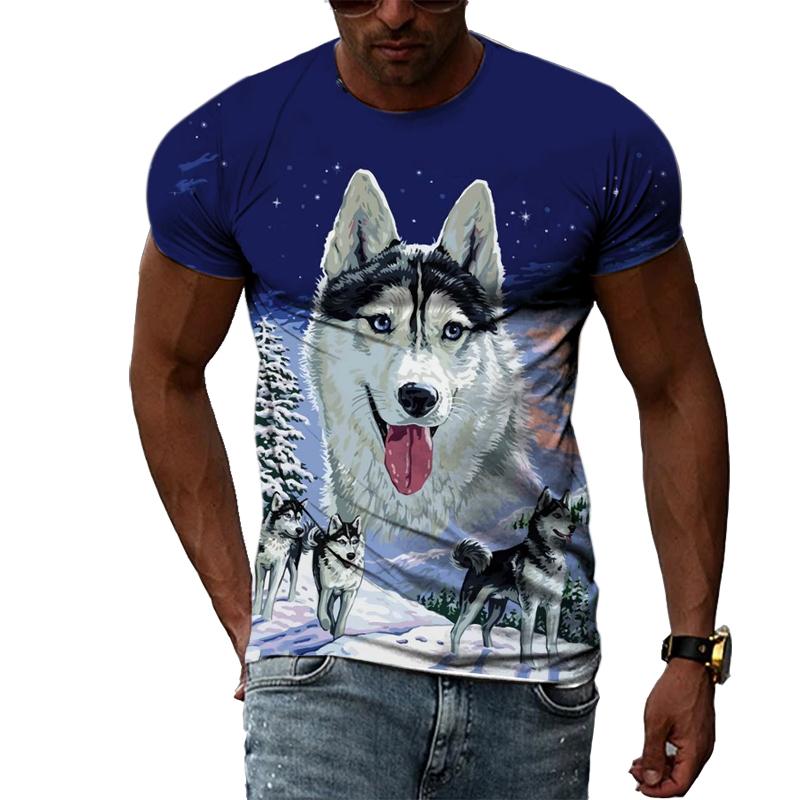 Fashion Hip Hop 3D Animal Wolf Men T-shirt Summer Trendly Casual Personality Printed Graphic T Shirts O-neck Short Sleeve Tees