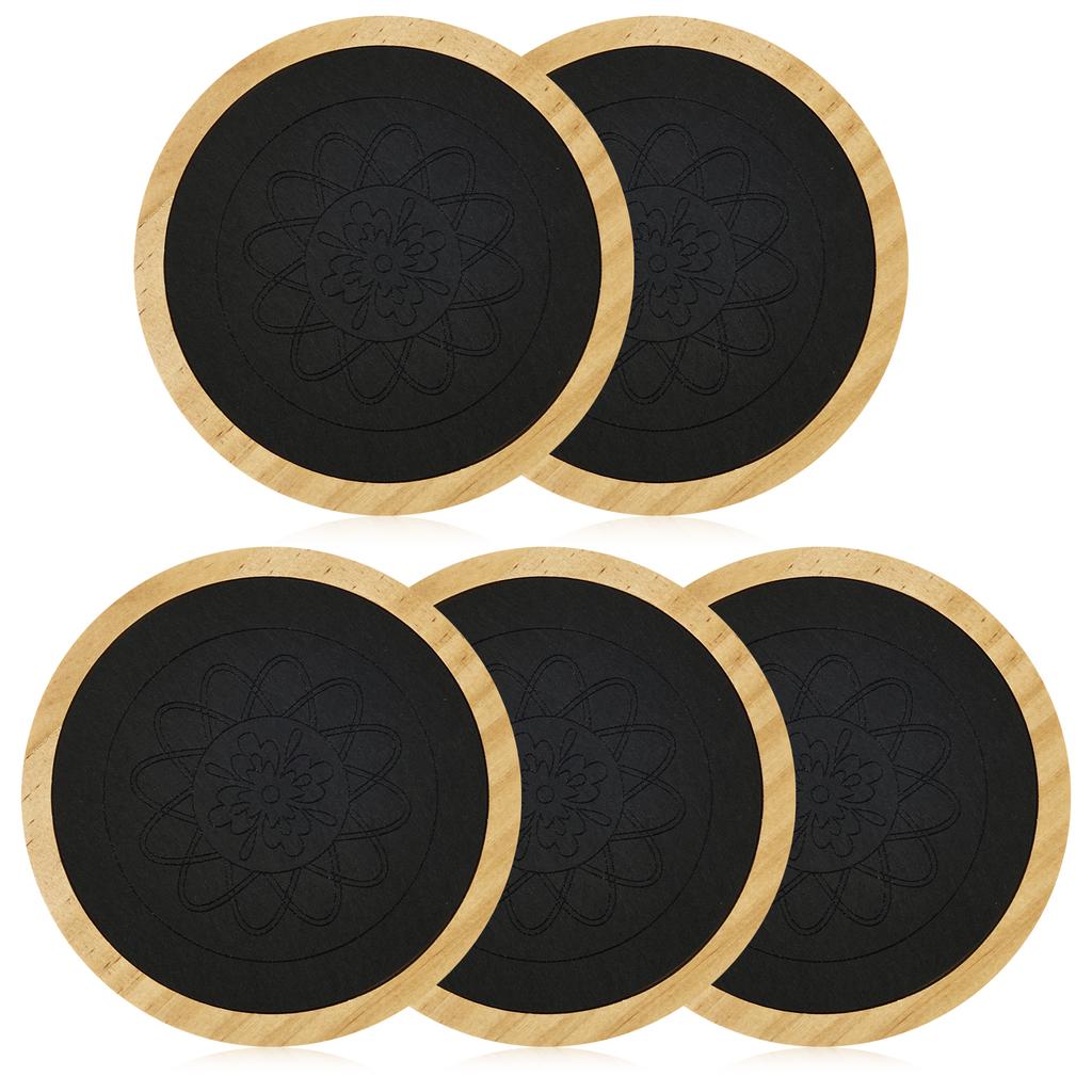 5Pcs Wooden Coaster Round Square Beech Blank Wood Cup Mat With Absorbent Felt Durable Heat Resistant Tea Coffee Cup Pad Placemat