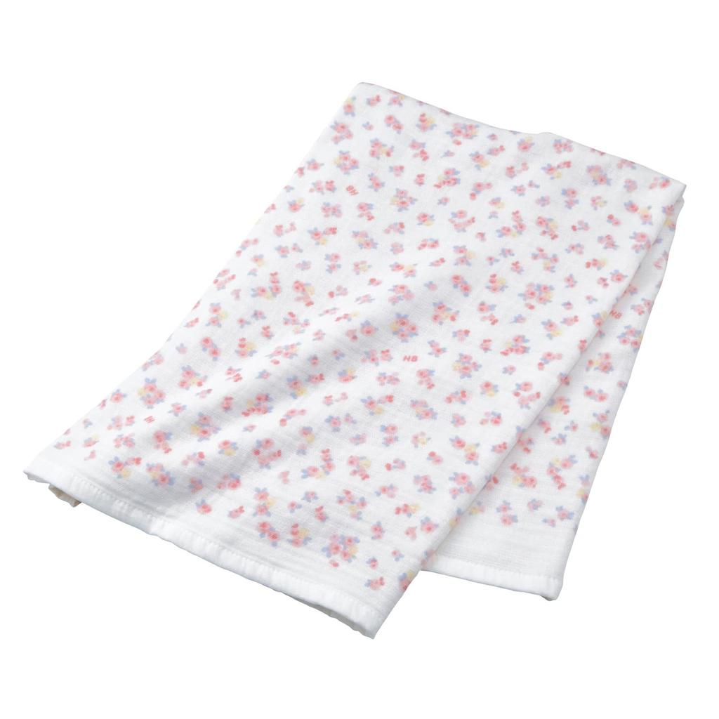 MIKI HOUSE HOT BISCUITS Gauze Bath Boys and White X One Size Fits Towel, Girls, Newborn, Pink, All, 76-8039-496