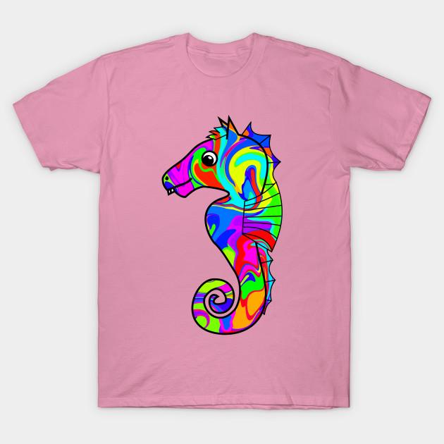 T Shirt Women Colorful Seahorse Harajuku Print Kawaii Tshirt Summer Short Sleeve Female T-Shirt Top Tee