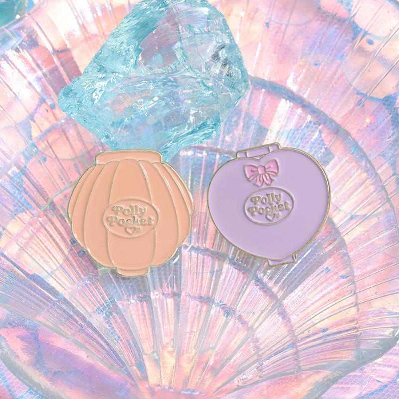 Cartoon Pink Sweet Geometric Star Shell Brooch Stylish Alloy Letter Badge Accessory