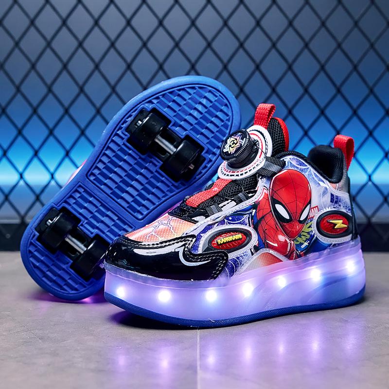 Spider-Man Transforming Roller Skates for Kids - 8-Wheel Luminous Ice Skates, Rechargeable, Boys and Girls 31