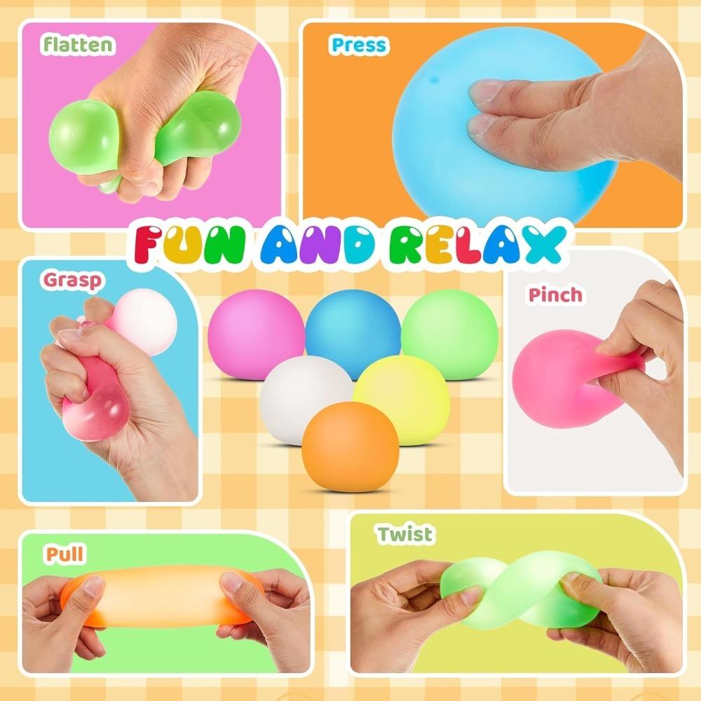 2.36 Inch Squishy Stress Ball Squeeze Toy - Sensory Fidget Ball for Anxiety Relief, Hand Exercise, ADHD, Anti-Stress, Party Gift