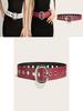 Fashion Solid Color Large Metal Buckle Decoration Women Casual Wide Belt For Casual Looks