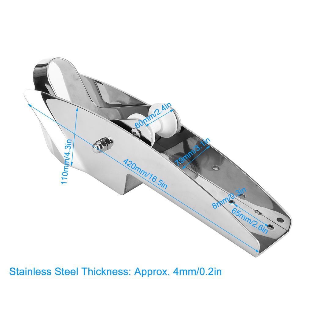 New Marine Anchor Roller Boat Bow Anchor Roller 316 Stainless Steel 7.5‑15KG (420mm/16.5in) for Marine Ship Hardware Accessory