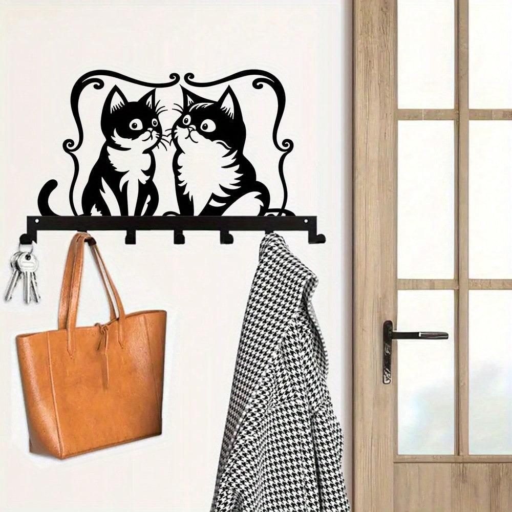 Metal Dog Key Holder Wall Mount with 7 Hooks for Home Organizer Rustproof Decor