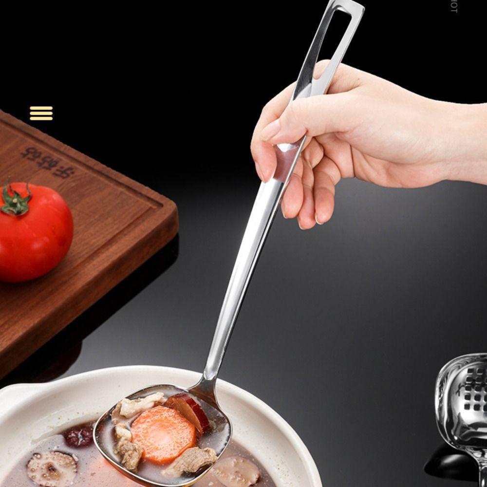 Stainless Steel Hot Pot Spoon Non-Slip Long Handle Colander Kitchen Tool Soup Ladle  Kitchen